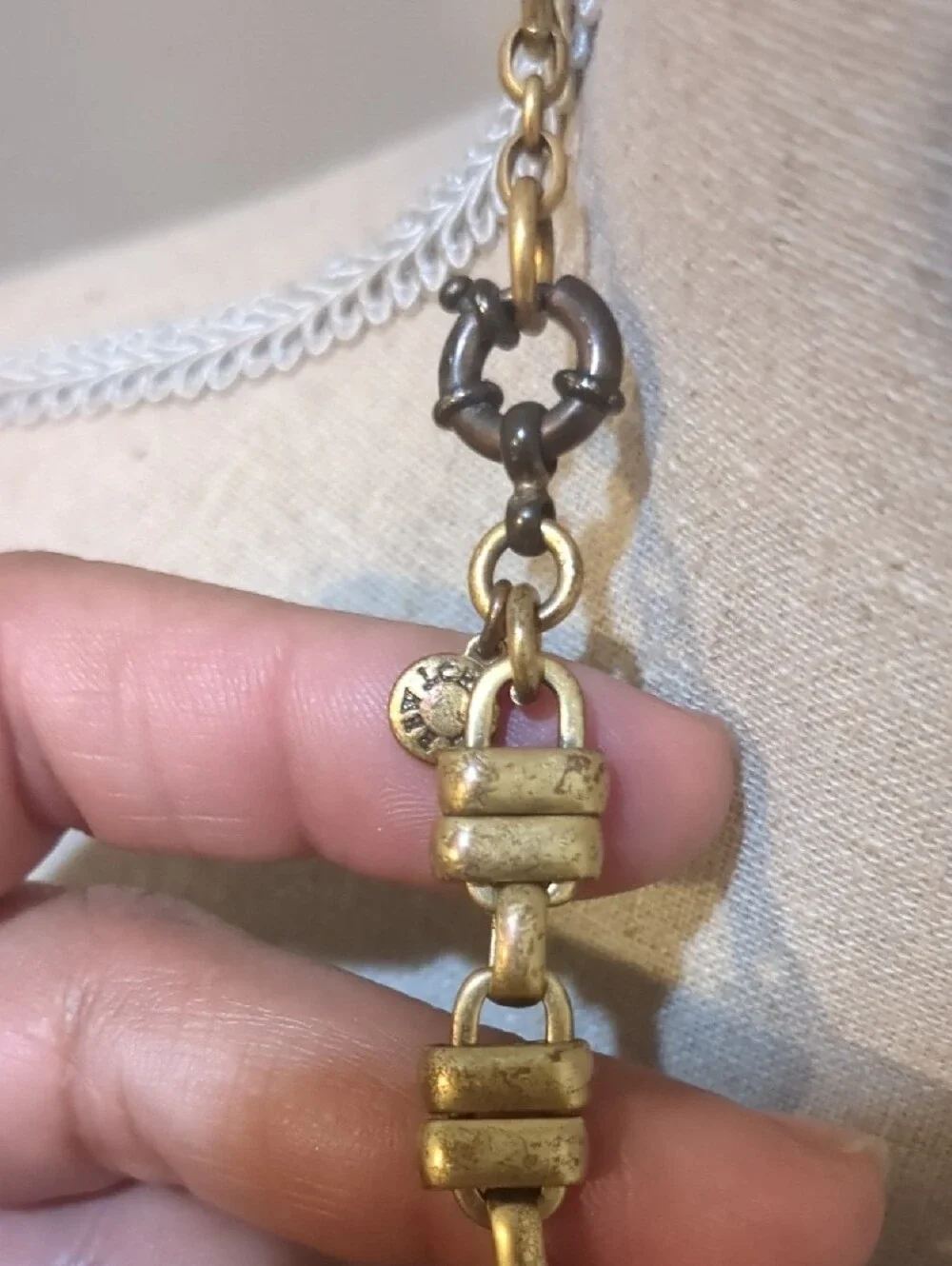Vintage J Crew Gold Statement Leaf Necklace with Clear Crystals